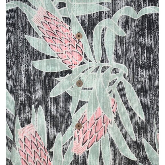 Caribbean Gray Hawaiian Camp Shirt Size XL Silk Blend Resort Beach - Picture 4 of 10